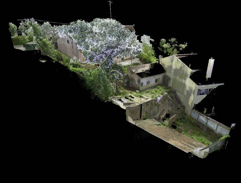 vista de perfil do resultado final dum levantamento por 3d scan, de um terreno, para projecto de arquitectura paisagista